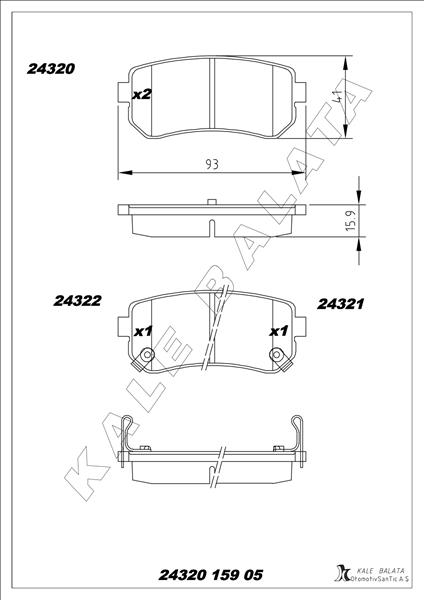 Arka Fren Balata Hyundai Accent Era 1.4l G4ee 06-10 / İ30 1.4l 1.6l 08-> / İx35 1.6l G4fd Gdi̇ 11-> / Kia Ceed 1.4l 1.6l 07-> / Sportage 1.6l G4fd Gdi̇ 09-> / Rio 1.4l 1.6l 05-> Sürtünme Yüzeyi Eğik