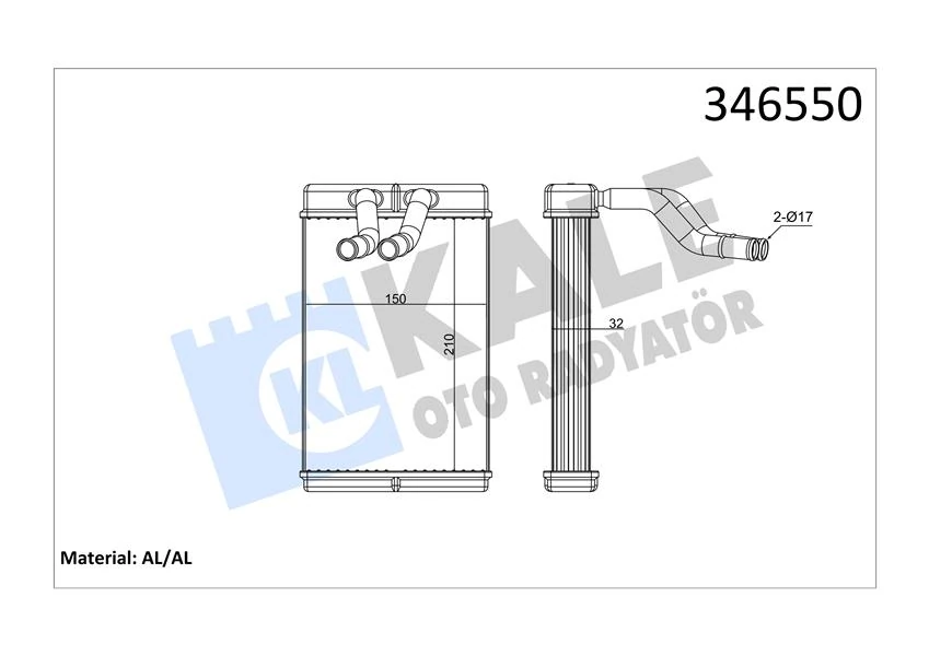 Kalori̇fer Radyatörü Hyundai H-1. Starex 2.5l D4cb D4bh 01->-Alemi̇nyum