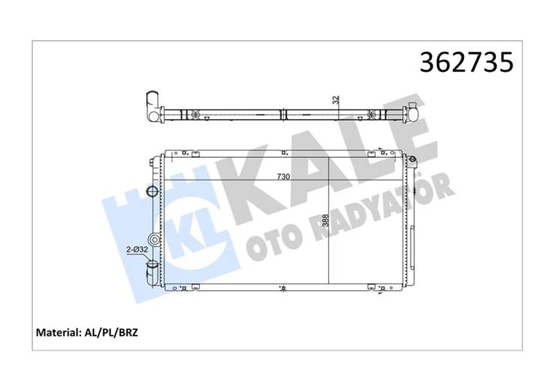 351020 Motor Su Radyatörü Renault Master II 01> Opel Movano 01> 1.9dci 2.5dci 2.8 Dti Mt Ac-Nac Brazing 730x388x32