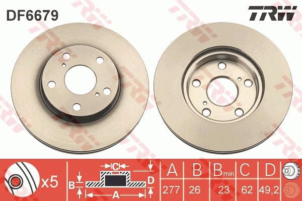 Ön Fren Di̇ski̇ Hava Kanalli Toyota Auris Corolla 1.6l 1zr-Fae Zre181 Zre185 13-18 1.4l 1nd-Ftv D-4d Nde180 13-18 1.33l 1nr-Fe Nre180 13-18 277 Çap X 5 Bi̇jon-Takım Disk Fiyatıdır