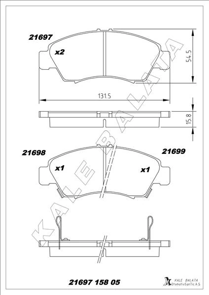 Ön Fren Balata Küçük Ti̇p Honda Civic 1.6l D16 Si Enjeksiyonlu 92-95 1.4l D14a Euro 96-00 / Jazz 1.4l L13a Gd 02-08