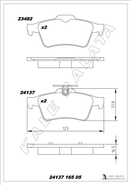KALE-BALATA Fren Balatası ARKA AUDI, CITROËN, FORD, OPEL, PEUGEOT, RENAULT