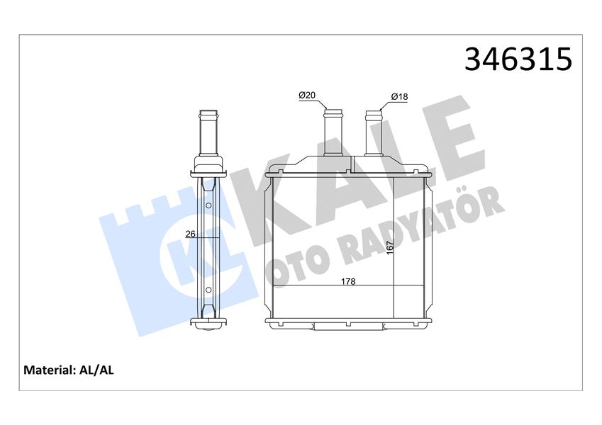 Kalori̇fer Radyatörü Daewoo Nubira 1.6l F16d3 J200 03-> / Chevrolet Lacetti J200 05->-Alemi̇nyum