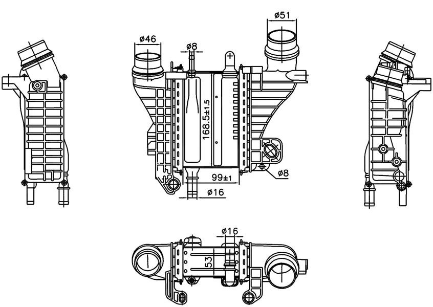 Turbo Radyatörü Adblue Kazanli Renault Megane IV 16> Clio V 19> Captur II 20> Kangoo III 23>duster II 18> Nissan Qashqai II J11 18> 1.5bluedci K9k