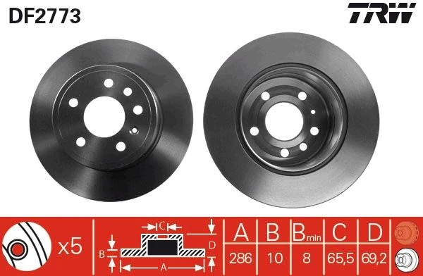 Arka Fren Aynası Vectra B 96-02 Saab 900 93-03 286 X 10 X 5dl Dolu 5084751-5391578-90495269