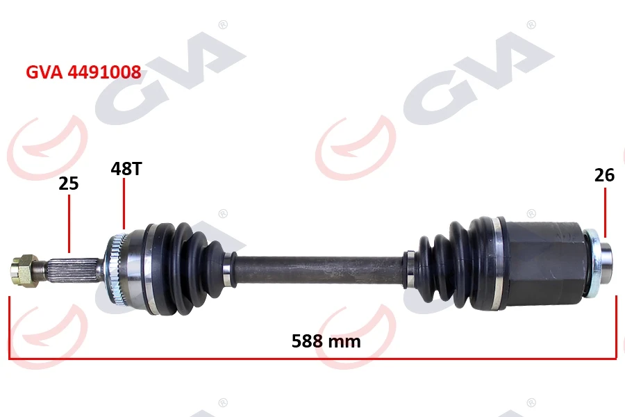 Komple Aks Sağ Hyundai Accent Era 1.5l D4fa Crdi 06-10 ABS Li 25x26-ABS 48 Dış Komple Boy 588mm