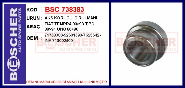Aks Körüğü İç Rulmanı Fiat Tempra 90>98 Ti̇po 88>91 Uno 86>90
