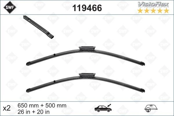 Ön Si̇lecek Süpürgesi̇ Takım Vivaro C-Zafira Life 19> Expert-Traveller-Jumpy-Spacetourer-Proace 16> Flat Blade Vm904 X2 650 500 Mm