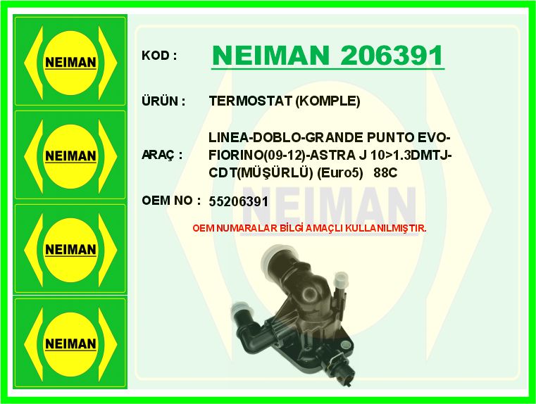 Termostat Komple Linea-Doblo-Grande Punto Evo-Fiorino 09-12-Astra J 10>1.3dmtj-Cdt Müşürlü Euro