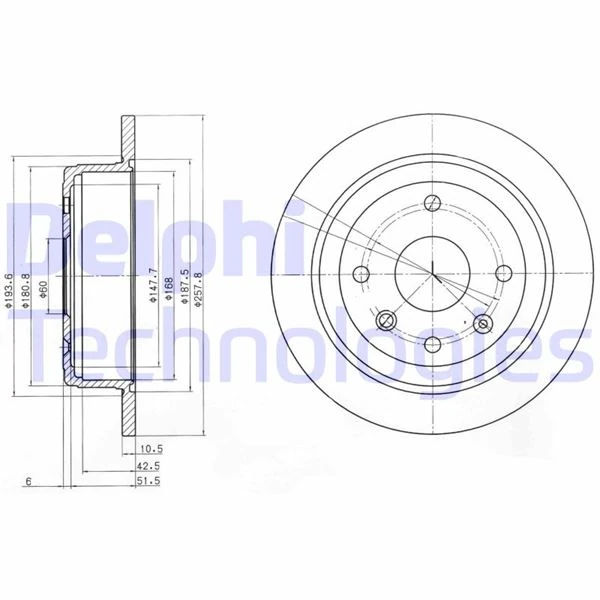 Arka Fren Di̇ski̇ Aveo 05>13 Lacetti 2005 > Nubira 2005 > Optra 2003-2008 257x10.5x60x4dl Dolu