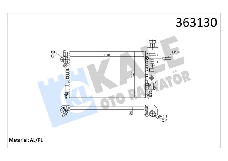 Motor Su Radyatörü P405 II 1.6 1.8 8v 92 > Ac Mt Mekani̇k 610x378x24