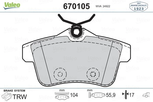 Arka Fren Balatasi Peugeot P3008 09>16 P5008 09>17 P508 10>18 P308 Gti-Rzc 10>14 Citroen C4 09>16 Ds4-Ds5 11>15