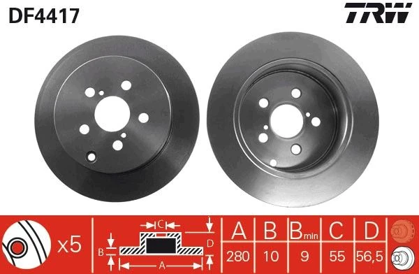 Arka Fren Aynası Avensis 1.6 Vvti-1.8-2.0-2.0 D4d-2.4 03 280x10x5dl