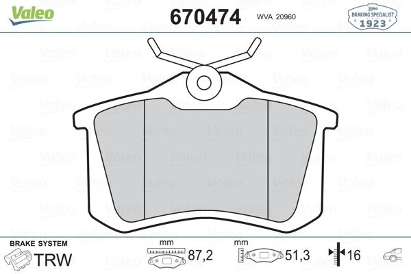 Arka Balata Fluence-Megane II-III-P207-P308-P307-Partner-Berlingo-C2-C3-C4-Crossland-Bora-Passat 97>golf IV-V-Polo 87x52.9x17