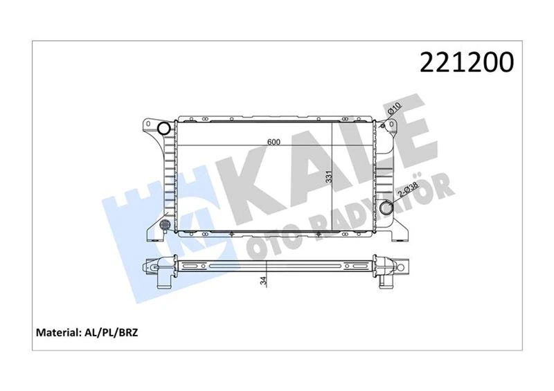 Motor Su Radyatoru Transit T12 T15 92>98 1 Sira Alb Kisa Tip Olcu 600 331 34