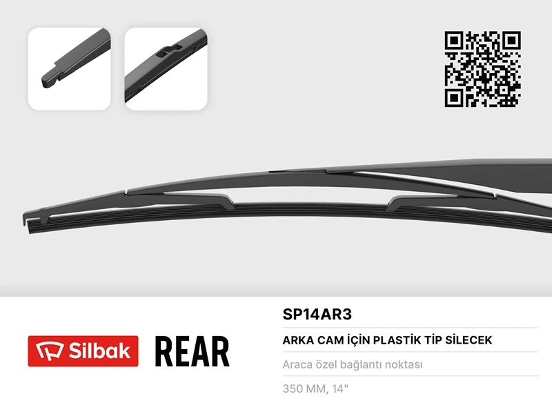 Si̇lecek Süpürgesi̇ Arka Plastik Tip 350mm C4 Picasso-Focus II-Galaxy-Colt IV-P206-P406-Kangoo II-Lagu