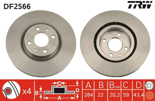 Ön Fren Aynası Fiat Doblo 05>idea 04>linea 09> Fiorino 09> Bravo 01>stilo 01> 284x22x 4 Deli̇k Hav Ali
