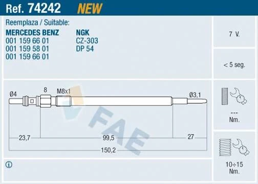 Kızdırma Bujisi Mercedes Om640 Om642 Om651 W176 W204 W205 C218 W211 W212 W164 W221 W639 W447 B906