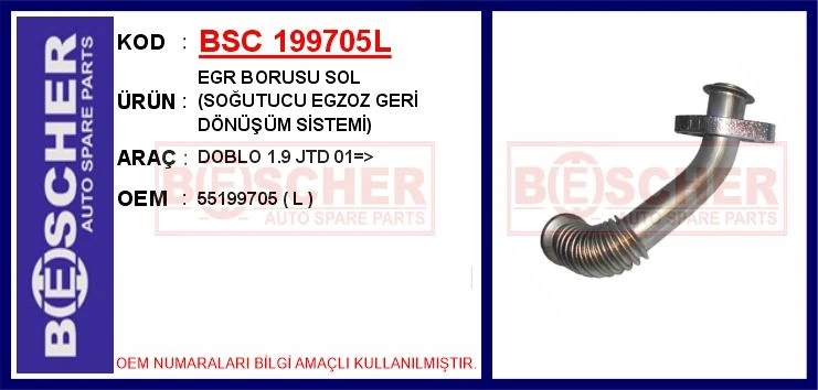 Egr Borusu Sol Soğutucu Egzoz Geri̇ Dönüşüm Si̇stemi̇ Doblo 1.9 Jtd 01 >