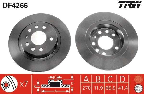 Arka Fren Aynası Vectra C 02> Signum 03> Saab 9.3 02> Croma 05> 278x12x5dl Dolu