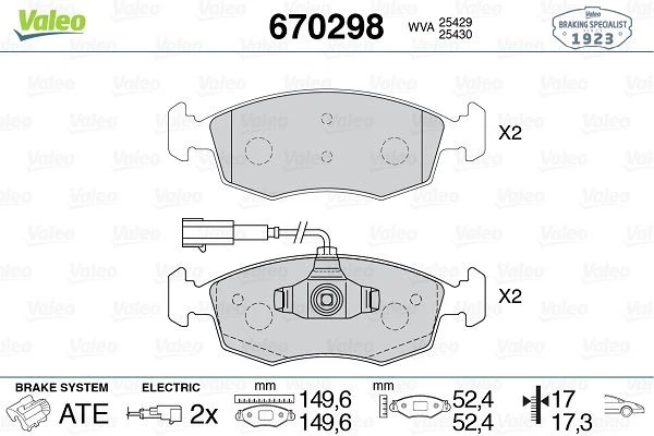 Ön Fren Balatasi Fiat 500 10> 500 C 12> Punto 09> Punto Evo 09> K:17.1 Mm G:149.3 Mm