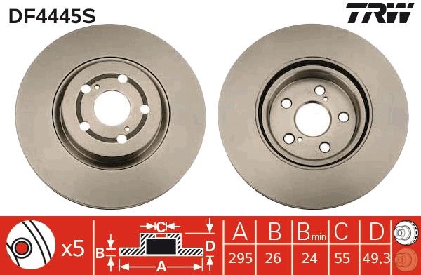 Ön Fren Di̇ski̇ Hava Kanalli Toyota Corolla Verso 2.0l 1cdtv D-4d Cde120 01-06 / Avensis 2.2l 2ad-Ft V Adt251 05-09 295 Çap X 5 Bijon-Adet Disk Fiyatıdır