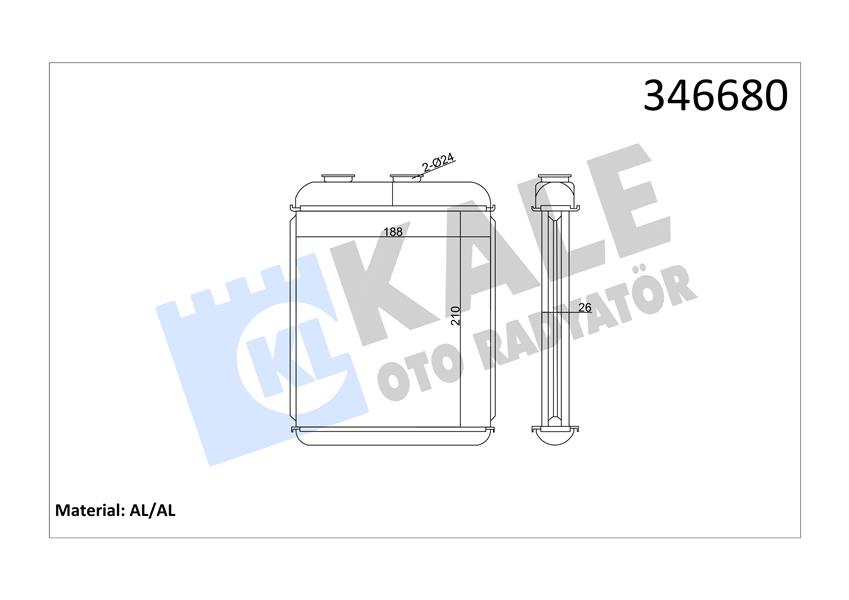 Kalori̇fer Radyatörü Brazi̇ng Astra F-Astra G-Astra H Yüzüklü Mek Otom 208x183x26