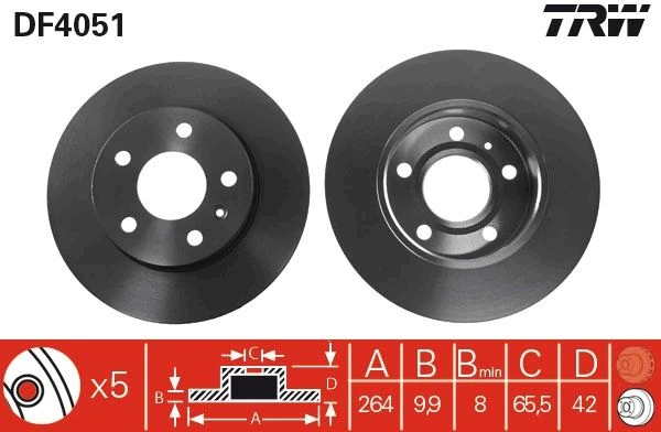 Arka Fren Aynası Astra H-Combo C 02 Meriva A-B 03 Astra G 1.8-2.0 98 Zafira A 264x10x5dl