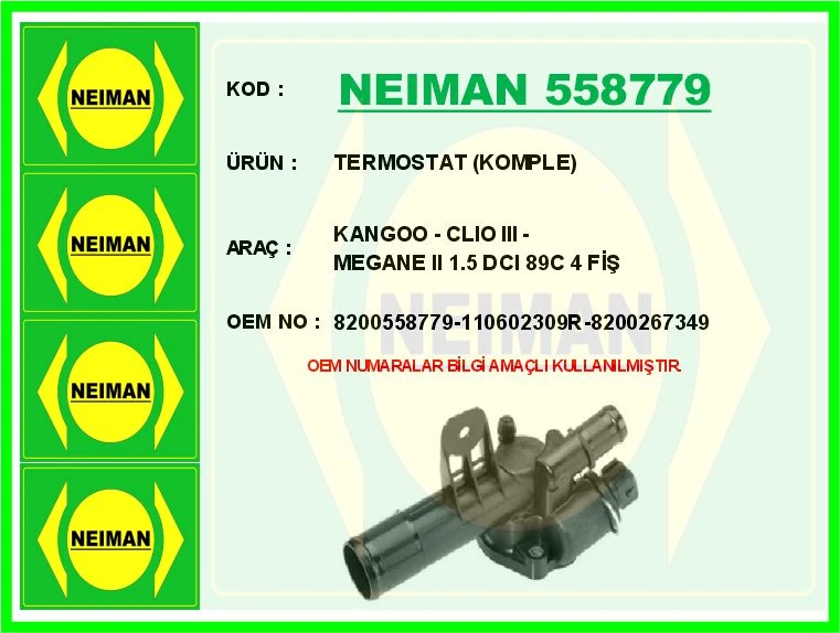 Termostat Komple Kangoo-Clio III-Megane II 1.5 Dci 89c 4 Fi̇ş