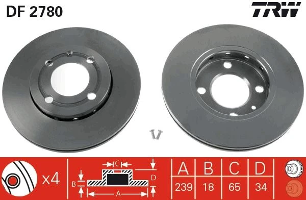 Ön Fren Aynası Polo 95-01 Lupo 98-05 Arosa 1.0ie.3ie-1.4ie-1.6ie-1.7sdi-1.9sdi Aee 239x18x4dlxhavali