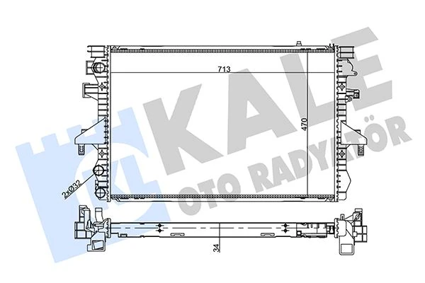 Su Radyatörü Volkswagen Transporter V-Multivan V 1.9tdi 2.0 03-09 Mt Ac Nac Mekani̇k 713x470x34
