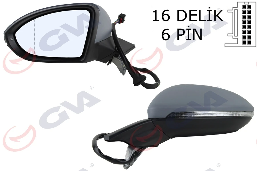 Dış Di̇ki̇z Aynası Sol Golf 13> Elektri̇kli̇ Isitmali Si̇nyalli̇ Astarli Asferi̇k 6 Fi̇ş Vm-6187ehpal