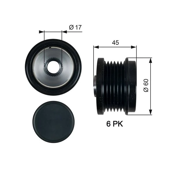 Alternatör Kasnaği 43.5mm Cmax-Fiesta Vi-Focus III-Kuga II-Transi̇t-Connect-Courier 1.5-1.6-2.0tdci̇