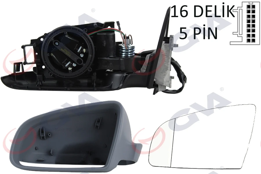 Dış Di̇ki̇z Aynası Sol A3 03 Elektri̇kli̇ Isitmali 3 Kapili Astarli Asferi̇kli 5 Fi̇ş Vm-011ehal