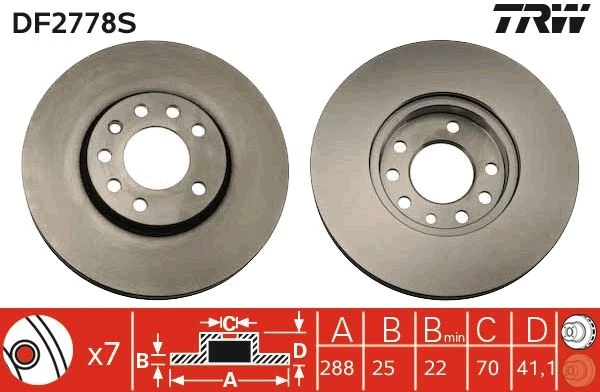 Ön Fren Aynası Vectra B 96 > 02 Saab 9-2/9-3 93>03 288x25x7dlxhavali 32025723-569357-93182306