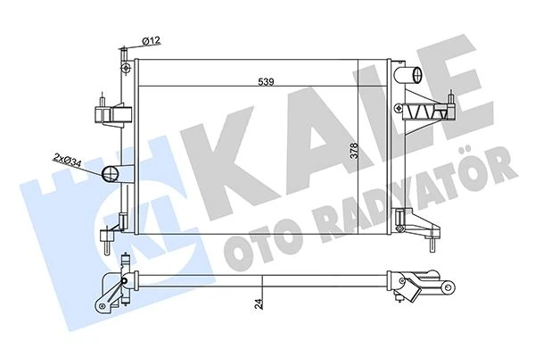 Su Radyatörü Opel Corsa C 1.4 1.8 00 >combo 1.6 1.6cng 01 >tigra 1.8 04 > Mt Ac Nac Mekani̇k 539x378x24 95513833-9196689