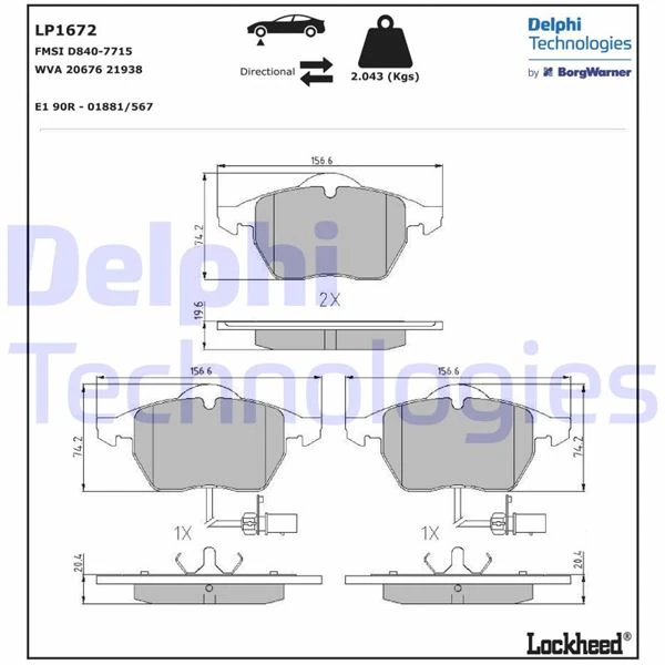 Ön Balata Fi̇şli̇ Büyük Ti̇p Passat-A4-A6 97-04 Gdb1307