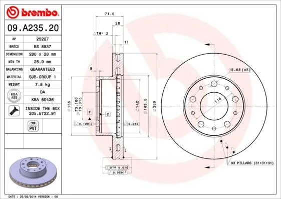Ön Fren Di̇ski̇ Boxer III Jumper III Ducato III 06> 15 Jant Kucuk 280x28x5dl Havali