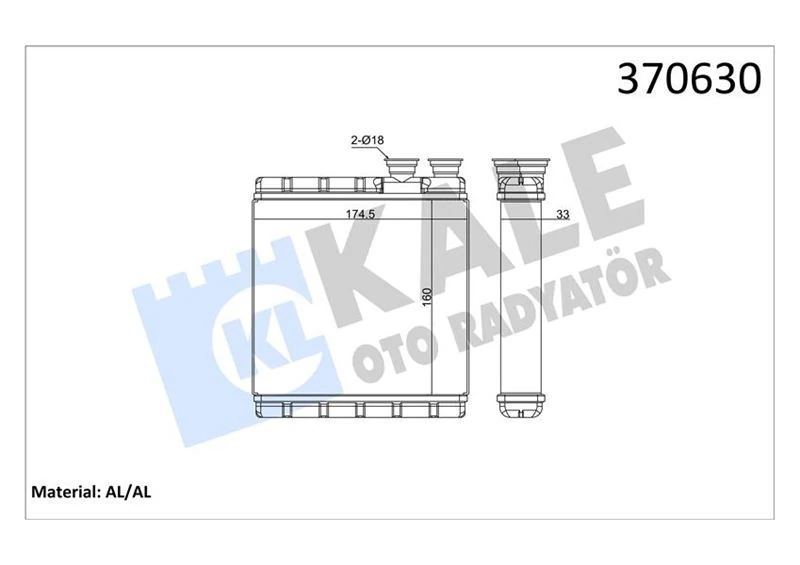 Kalori̇fer Radyatörü Volkswagen Polo T-Cross-Seat Arona Ibiza V 1.0 1.5tsi 1.6tdi 17 Audi 2.5 3.0 3.5 4.0tfsi 18 Borusuz Brazing Al 160x174.5x33