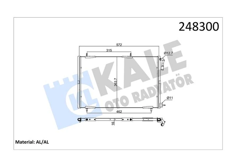 Kli̇ma Radyatörü Kondenser Peugeot P206 98>09 1.1-1.4-1.6-2.0-1.4hdi-1.6hdi Al/brz