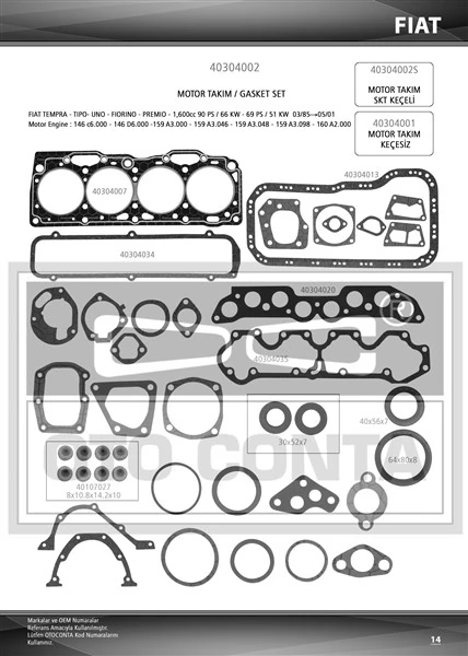 Motor Takım Contasi Slx Ti̇po Tmpr 304001 Keçeli̇ Subap Lasti̇kli̇
