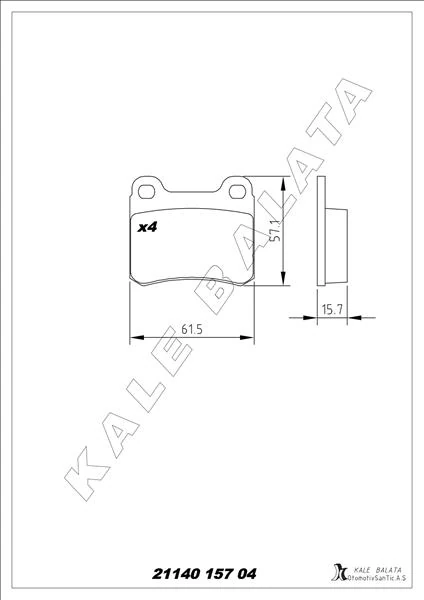 Arka Fren Balatasi Vectra A 88-95 Astra F 94-98 Calibra A 90-97 Kadett E 86-91 Vectra B 96>
