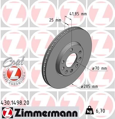 Ön Fren Aynası Vectra C 02> Signum 03> Saab 9.3 02> Croma 05> 285x25x5dlxhavali 46844071-51819733