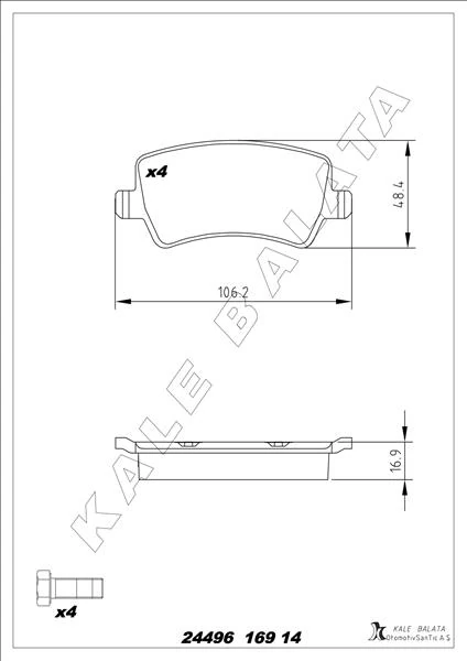 Arka Fren Balatasi S-Max 09 06 Galaxy III 06 Volvo S60 10 S80 06 V60-V70 06 Xc60 08 Xc70 06
