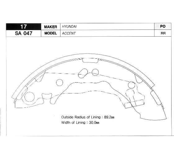 Arka Kampana Pabuç Balata Hyundai Accent 1.3l 1.5l 4g13 4g15 95-00 / Atos 1.0l 1.1l 98 -