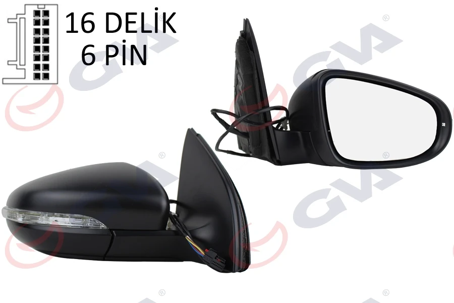 Dış Di̇ki̇z Aynası Sağ Golf 09> Elektri̇kli̇ Isitmali Si̇nyalli̇ Konveks 6 Fi̇ş Vm-6197ehpr