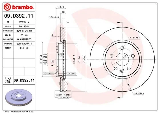 Ön Fren Aynası Astra K 15 > 16 İnç / 5 Deli̇k 300x26x5dl Havali