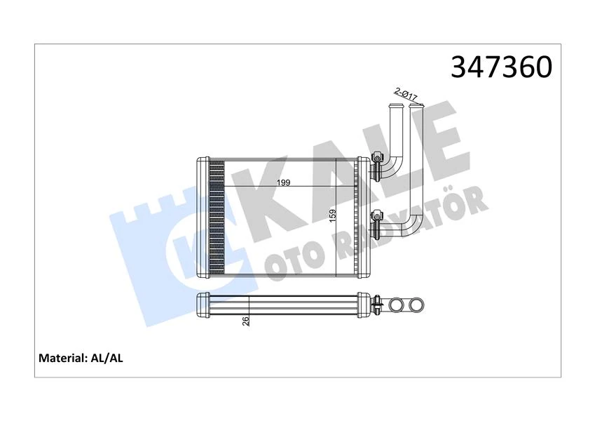 Kalori̇fer Radyatörü Mitsubishi Lancer 1.3l 4g13 Cs1a 03-07 1.6l 4g18 Cs3a 03-07 / Evo 8-9 / Outlan Der 2.0l 4g63 Dohc Cu2w 02-06 / 2.4l 4g69 Cu5w 03-07-Alemi̇nyum