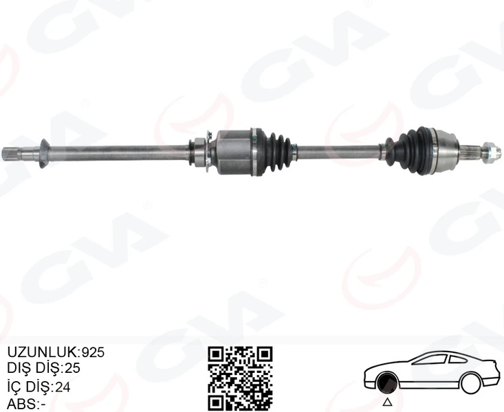 Komple Aks Sağ Linea 07> 1.3d Mjet 90hp U:925mm Teker Taraflı Dış Dış: 25 Diferansiyel Taraflı Dış Dış:24