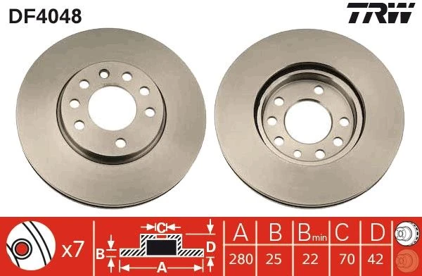 Ön Fren Aynası Astra H 04 > Combo C 03> Meriva B 10> Zafira B 05> 280x25x5dl Havali 95526655